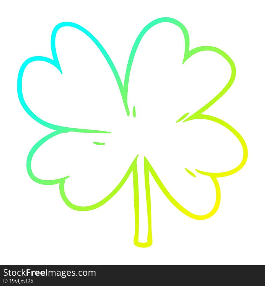 cold gradient line drawing cartoon four leaf clover