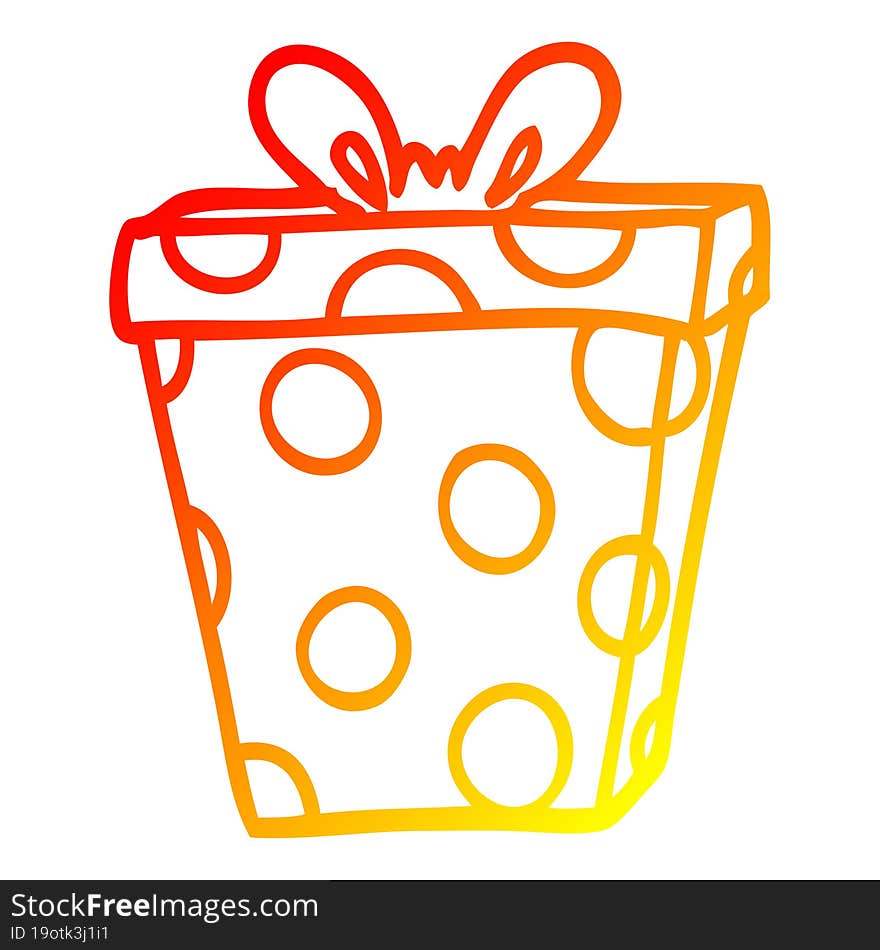 warm gradient line drawing of a cartoon wrapped present