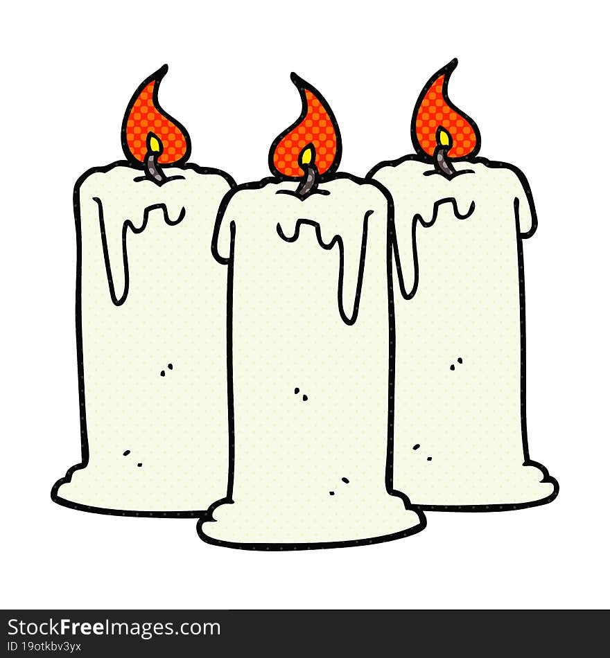 comic book style cartoon burning candles