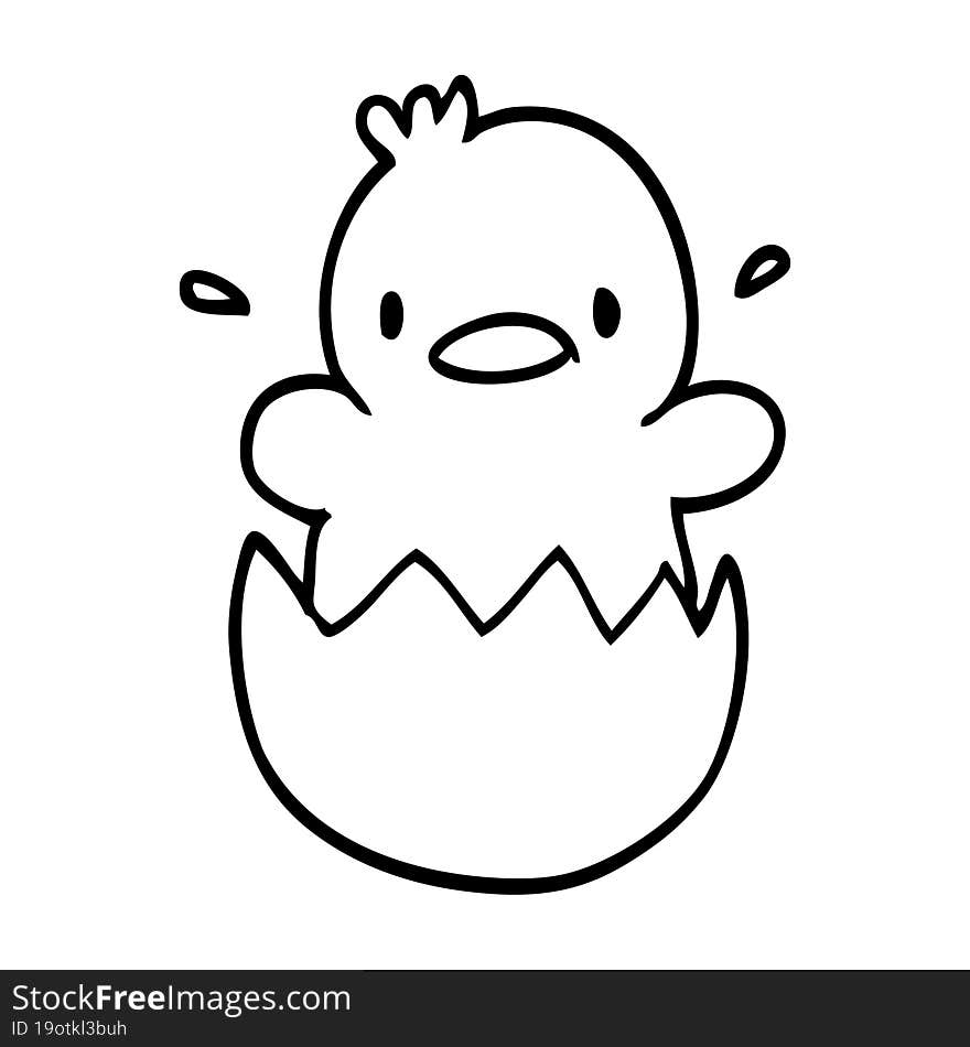 cute line drawing cartoon chick