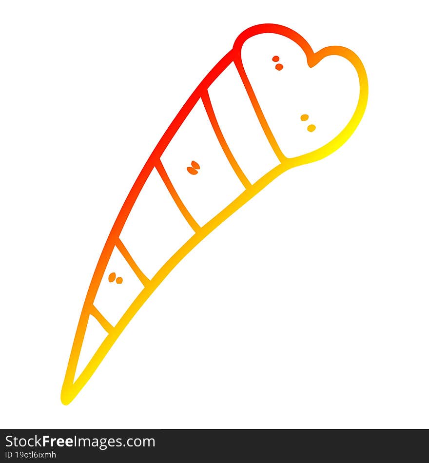 warm gradient line drawing of a cartoon shooting heart decorative element