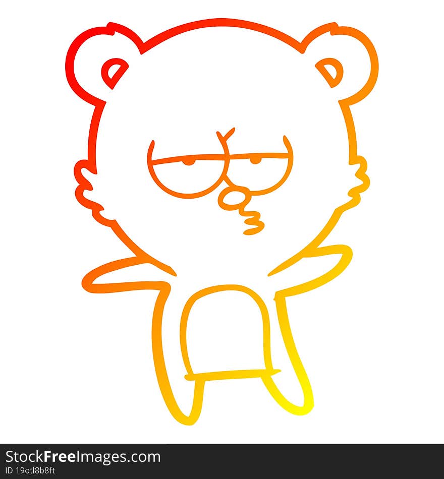 warm gradient line drawing bored bear cartoon