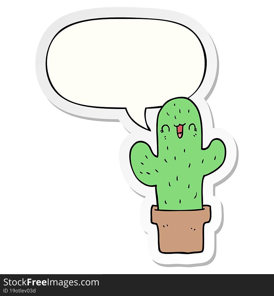 cartoon cactus and speech bubble sticker