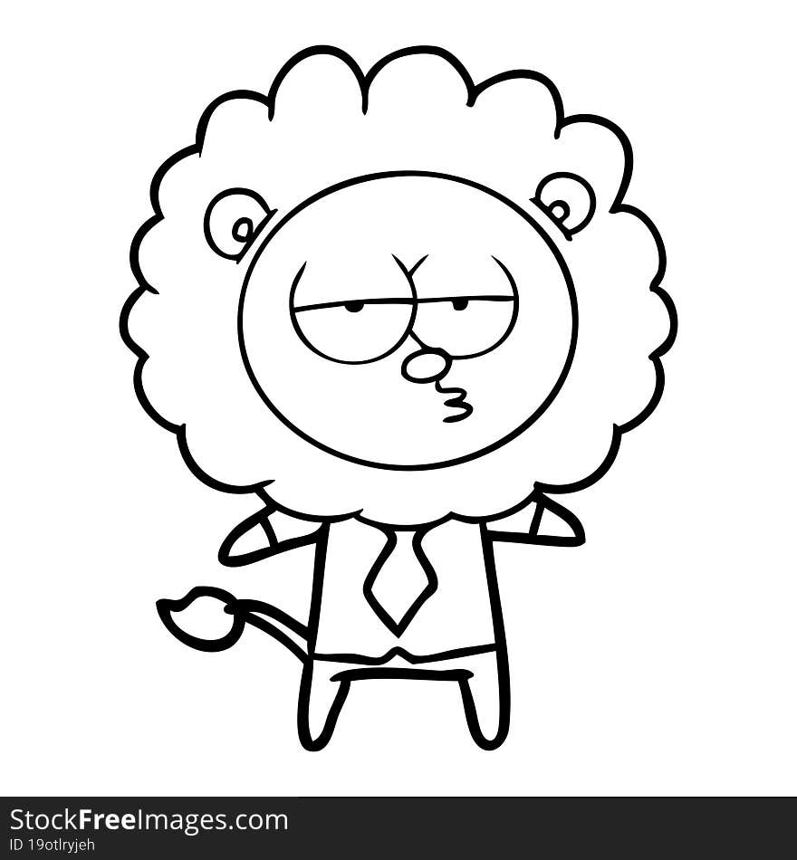 cartoon bored lion office worker. cartoon bored lion office worker