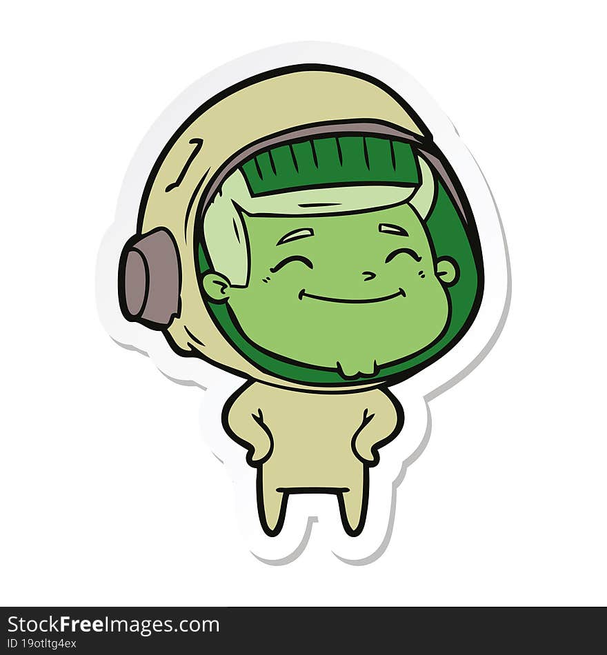 sticker of a happy cartoon astronaut