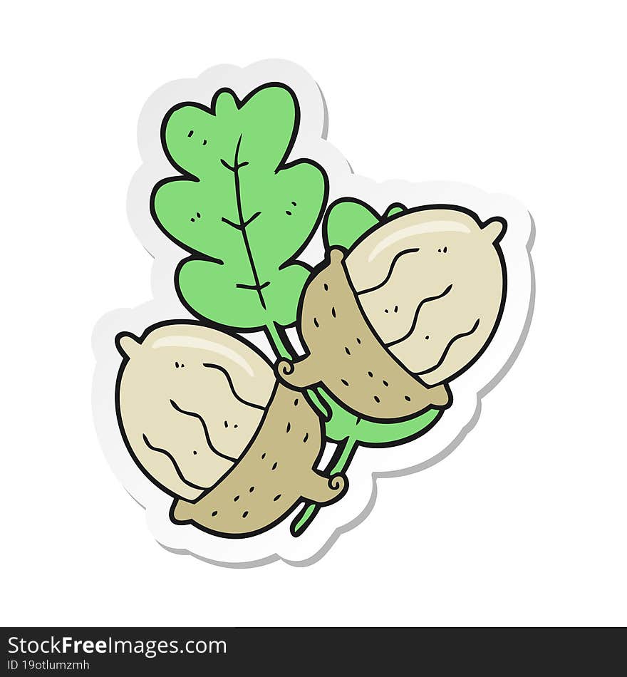 sticker of a cartoon acorns