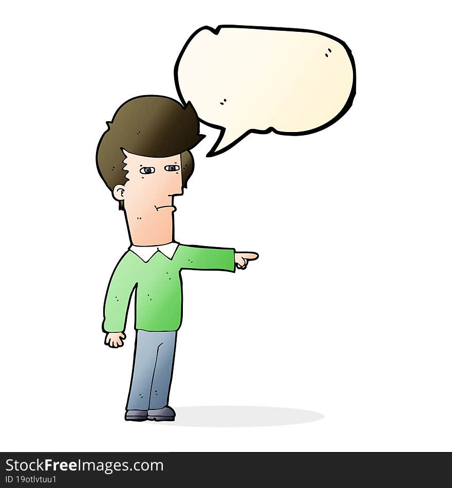 Cartoon Man Blaming With Speech Bubble