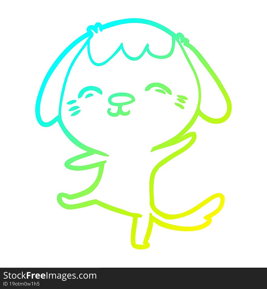 cold gradient line drawing happy cartoon dancing dog