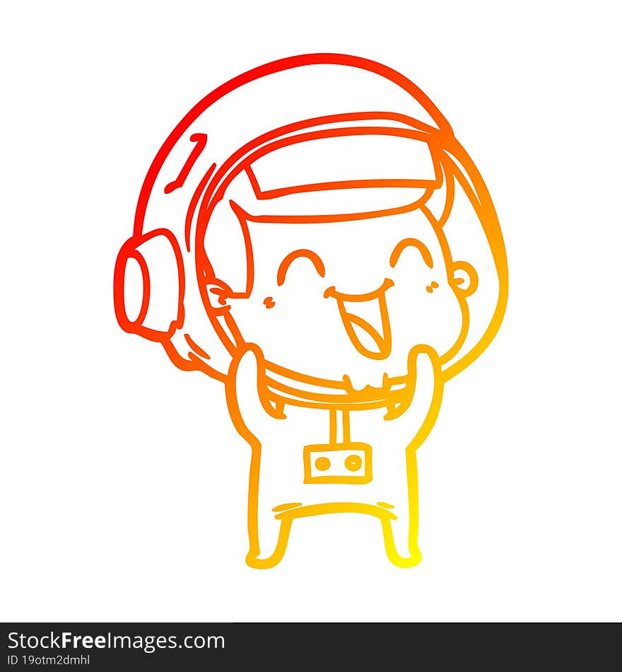 warm gradient line drawing of a happy cartoon astronaut