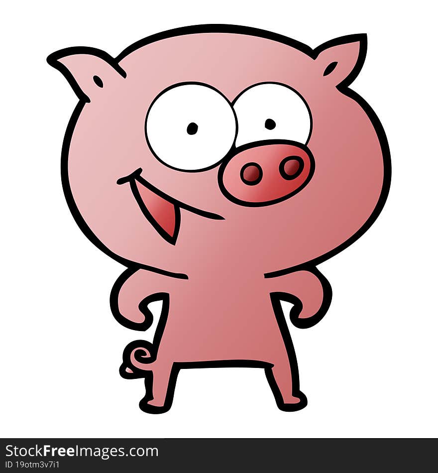 cheerful pig cartoon. cheerful pig cartoon