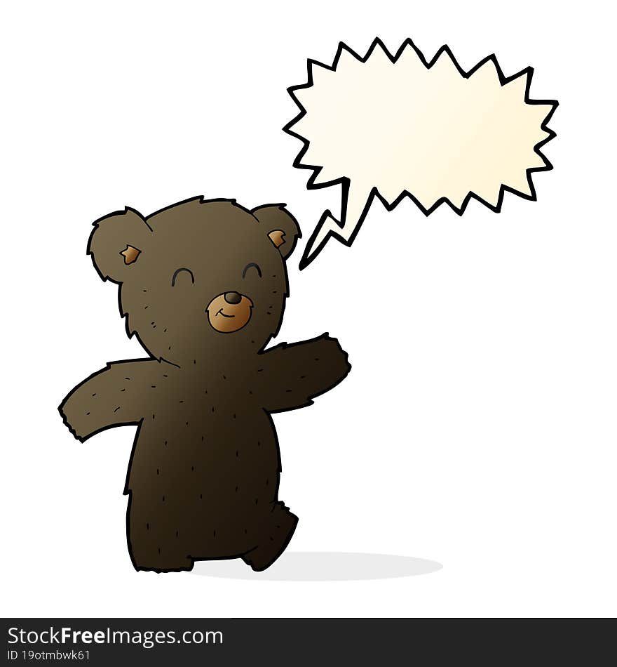 cute cartoon black bear with speech bubble