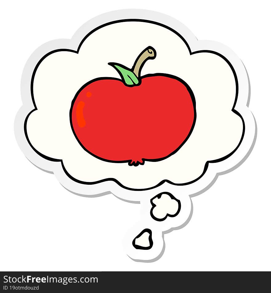 Cartoon Apple And Thought Bubble As A Printed Sticker