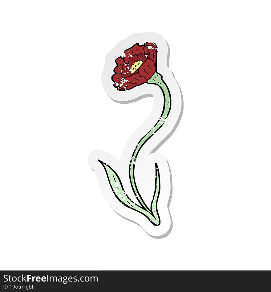 retro distressed sticker of a cartoon flower