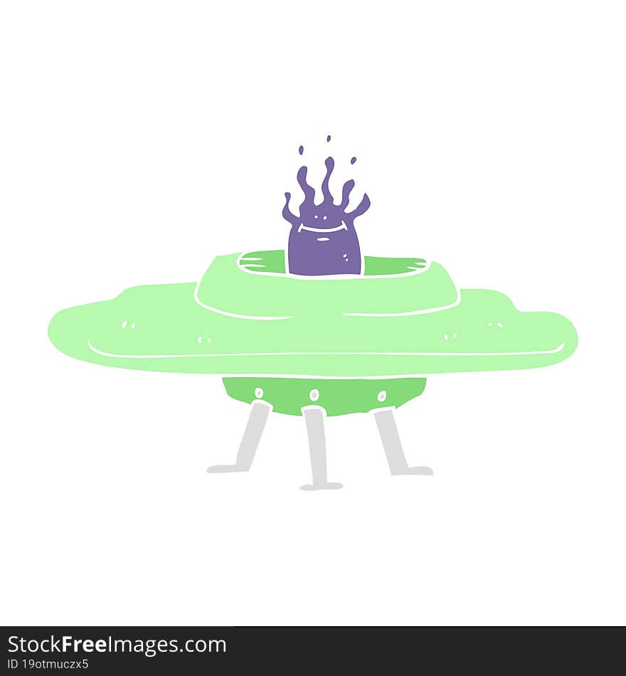 flat color illustration of a cartoon flying saucer