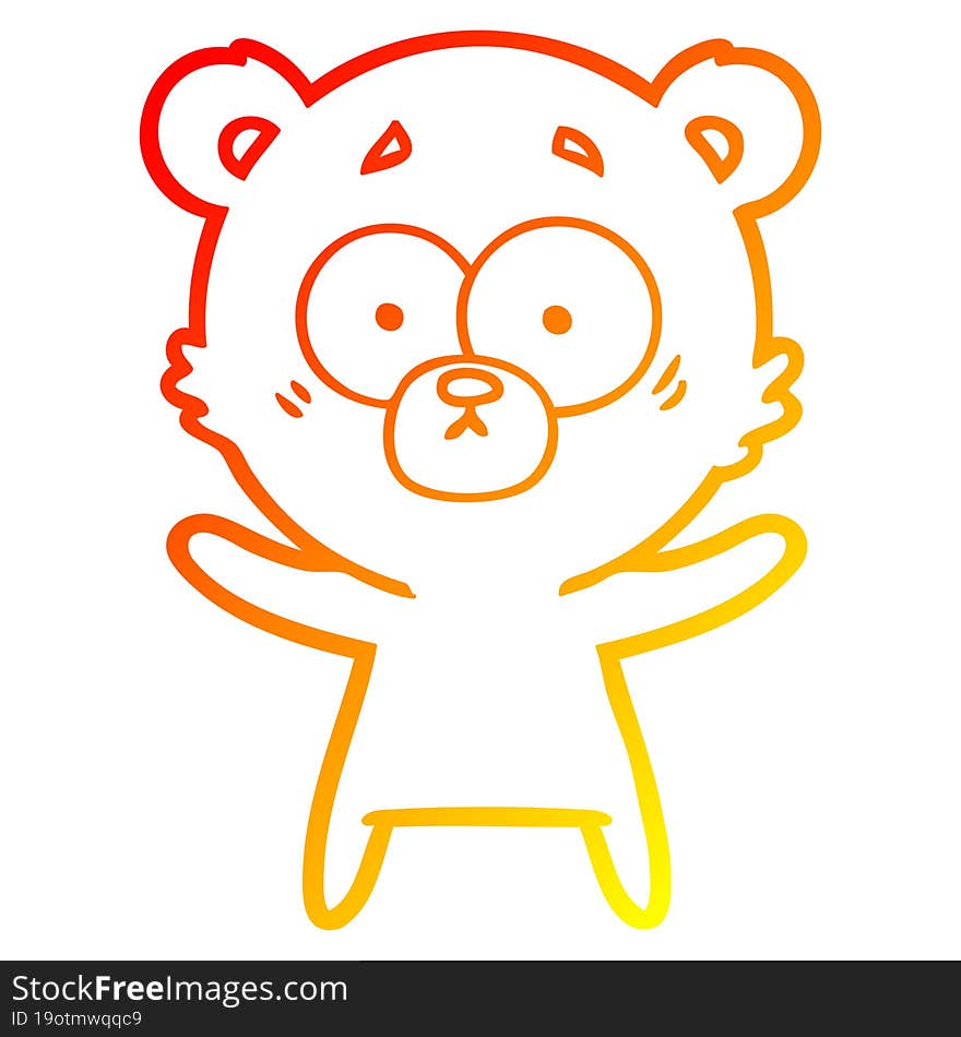 Warm Gradient Line Drawing Surprised Bear Cartoon