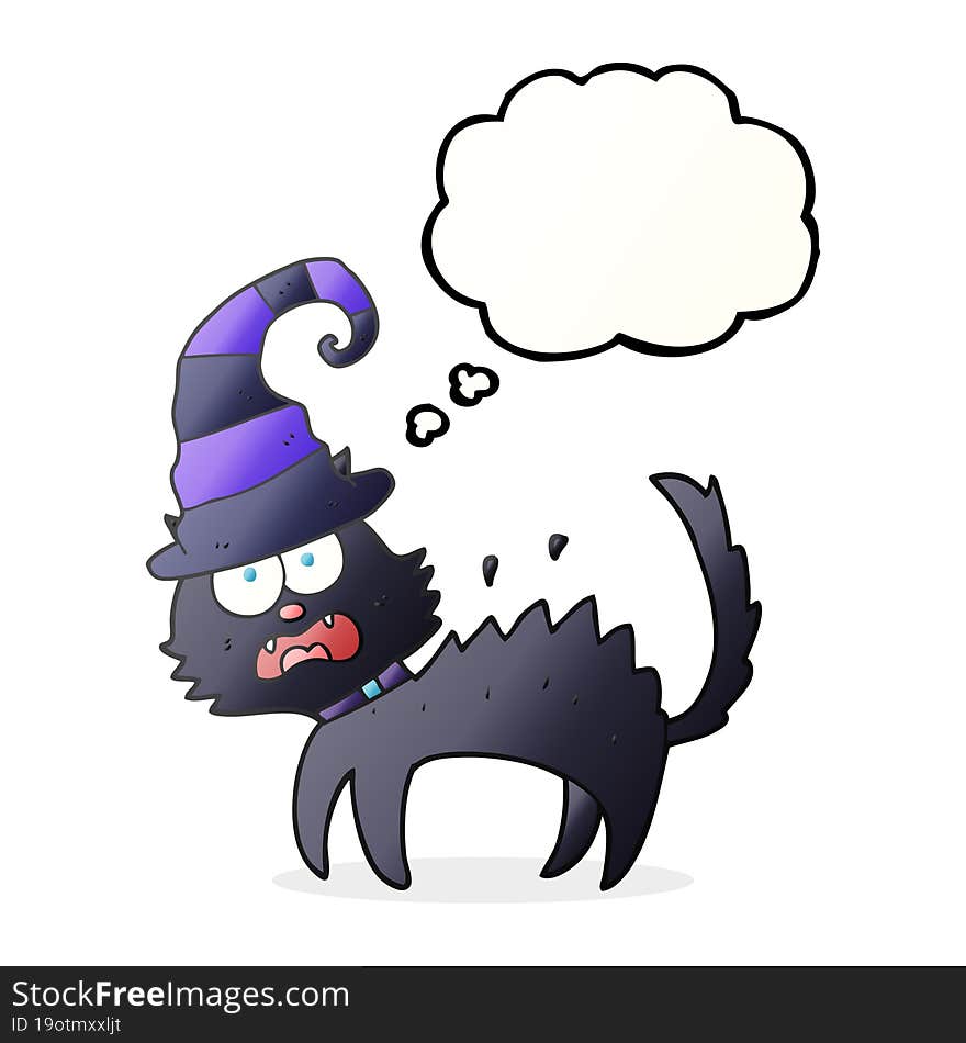 Thought Bubble Cartoon Scared Black Cat