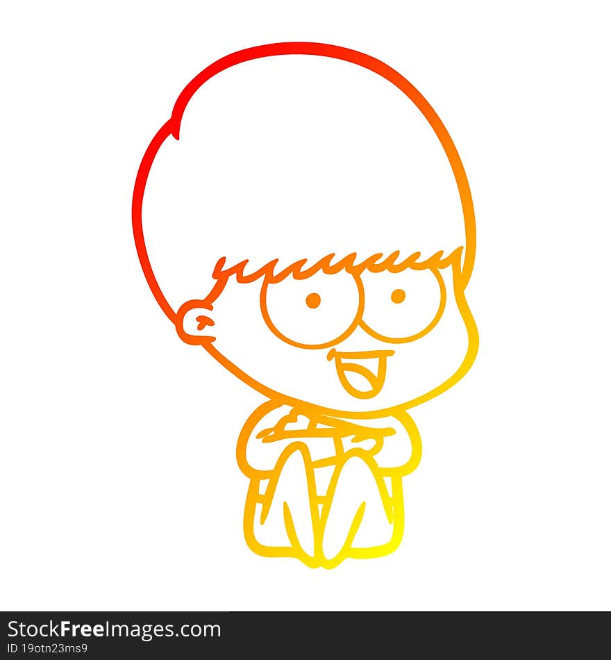 Warm Gradient Line Drawing Happy Cartoon Boy