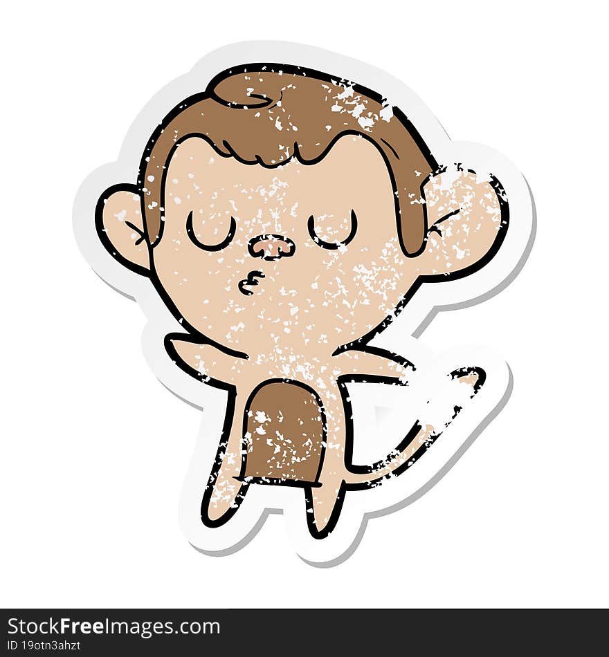 distressed sticker of a cartoon monkey