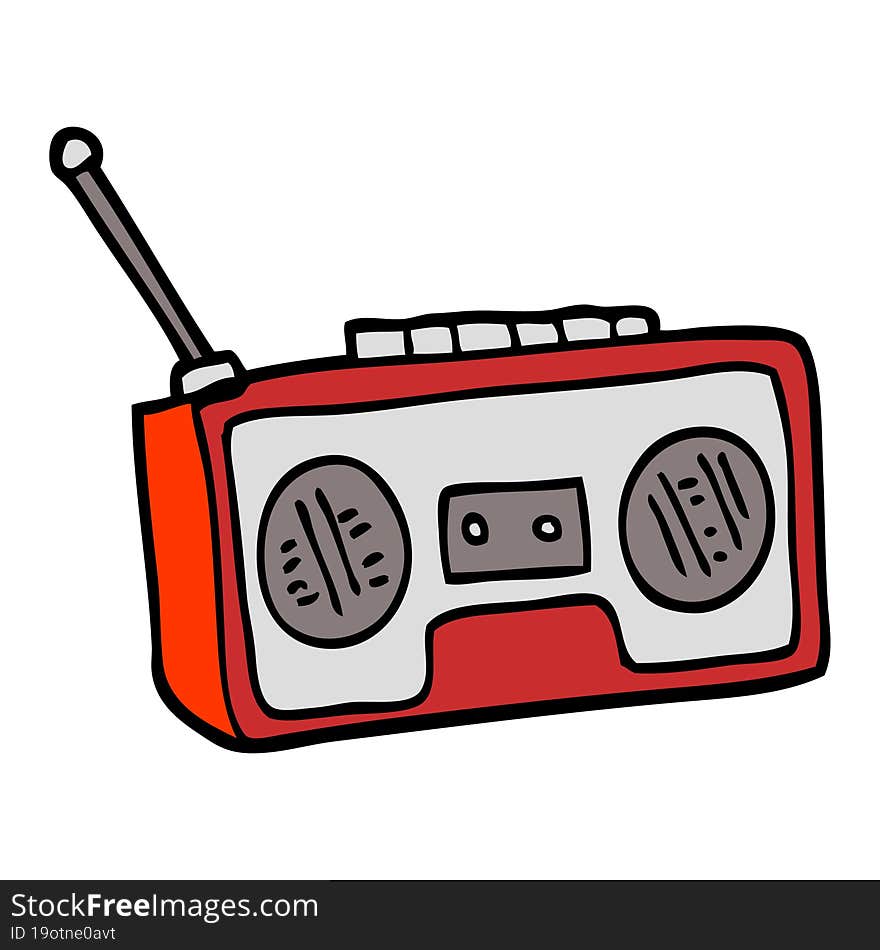 hand drawn doodle style cartoon radio player