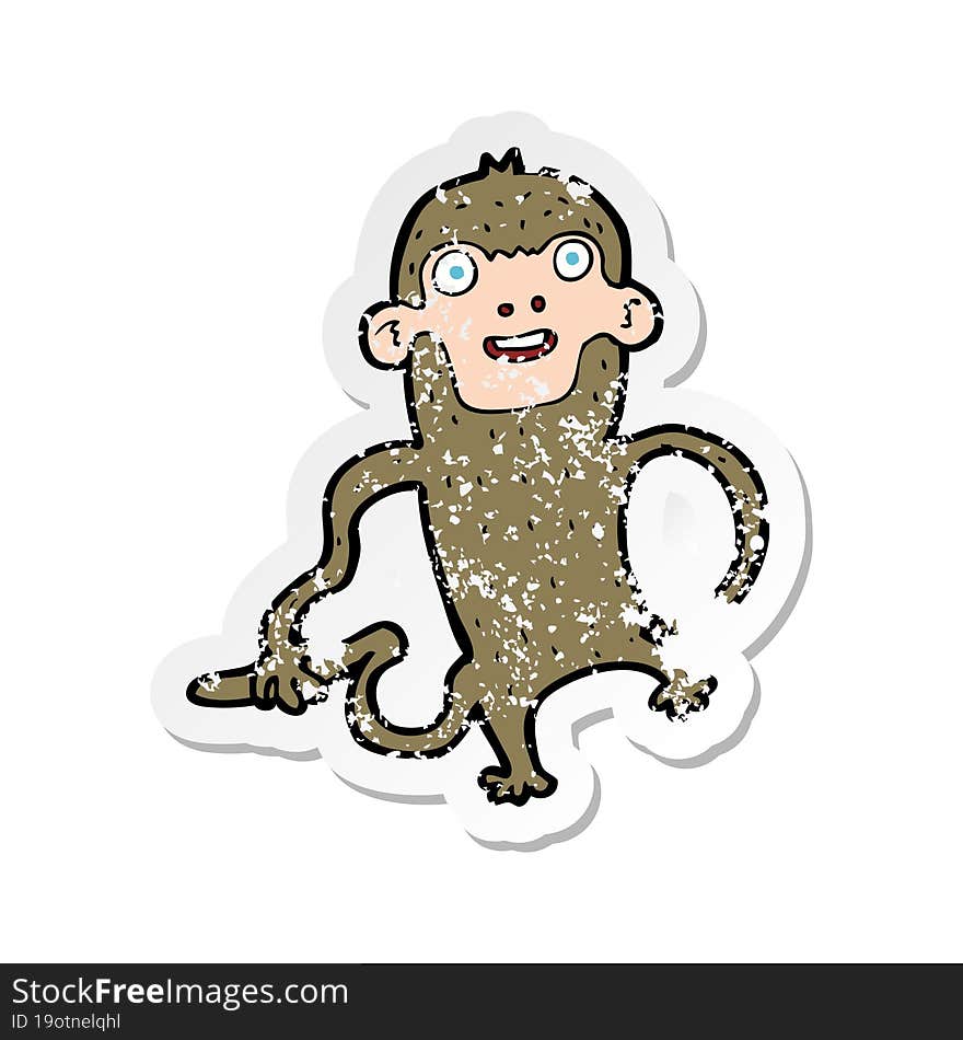 retro distressed sticker of a cartoon monkey