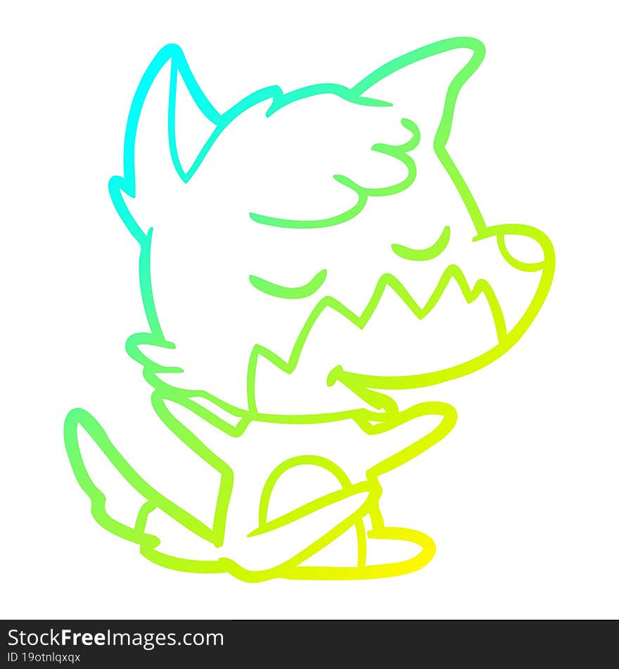 cold gradient line drawing friendly cartoon fox