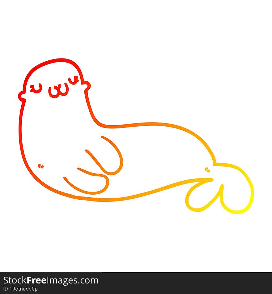 warm gradient line drawing cute cartoon seal