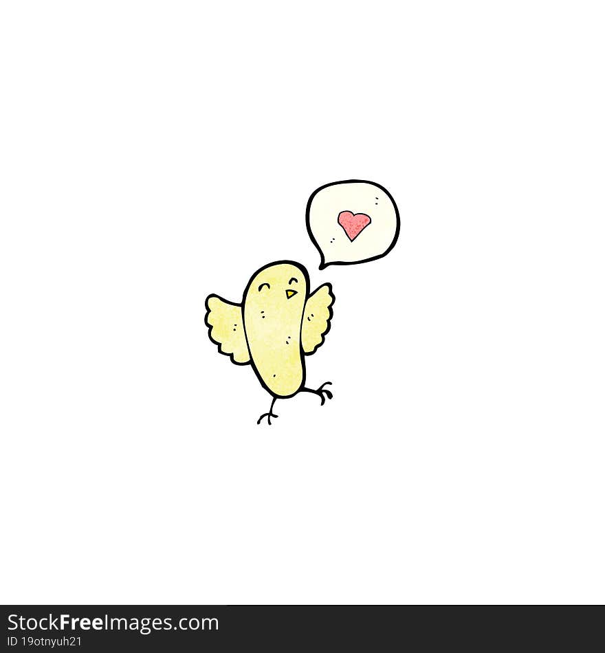 cartoon bird with love heart