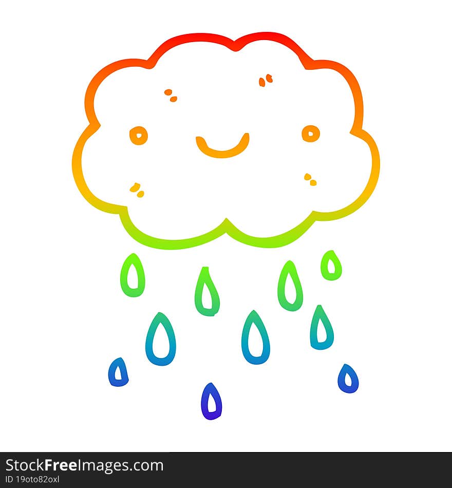 rainbow gradient line drawing cute cartoon cloud