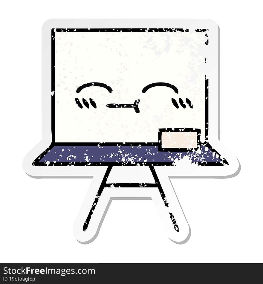 distressed sticker of a cute cartoon white board