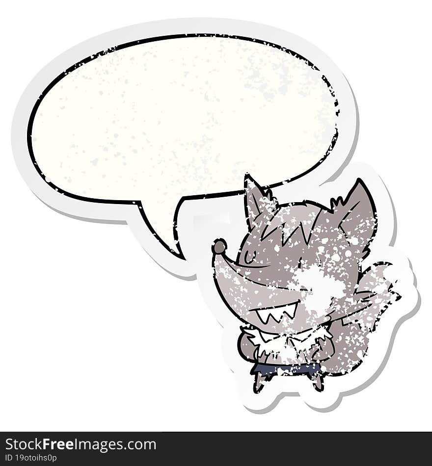 cartoon halloween werewolf and speech bubble distressed sticker