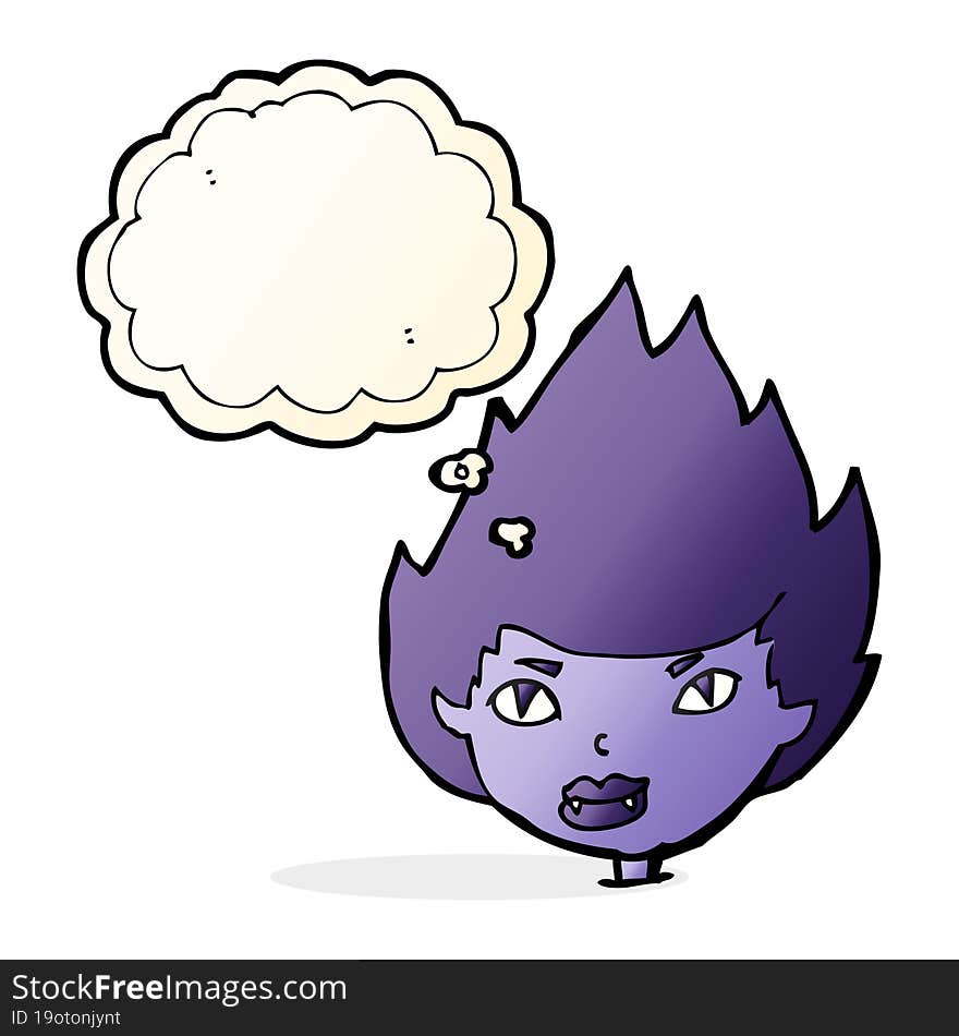 Cartoon Vampire Head With Thought Bubble