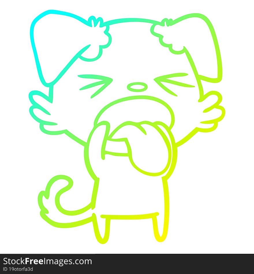 cold gradient line drawing cartoon disgusted dog