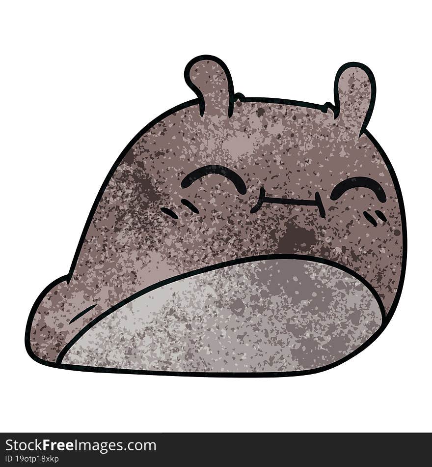 textured cartoon of a happy kawaii slug