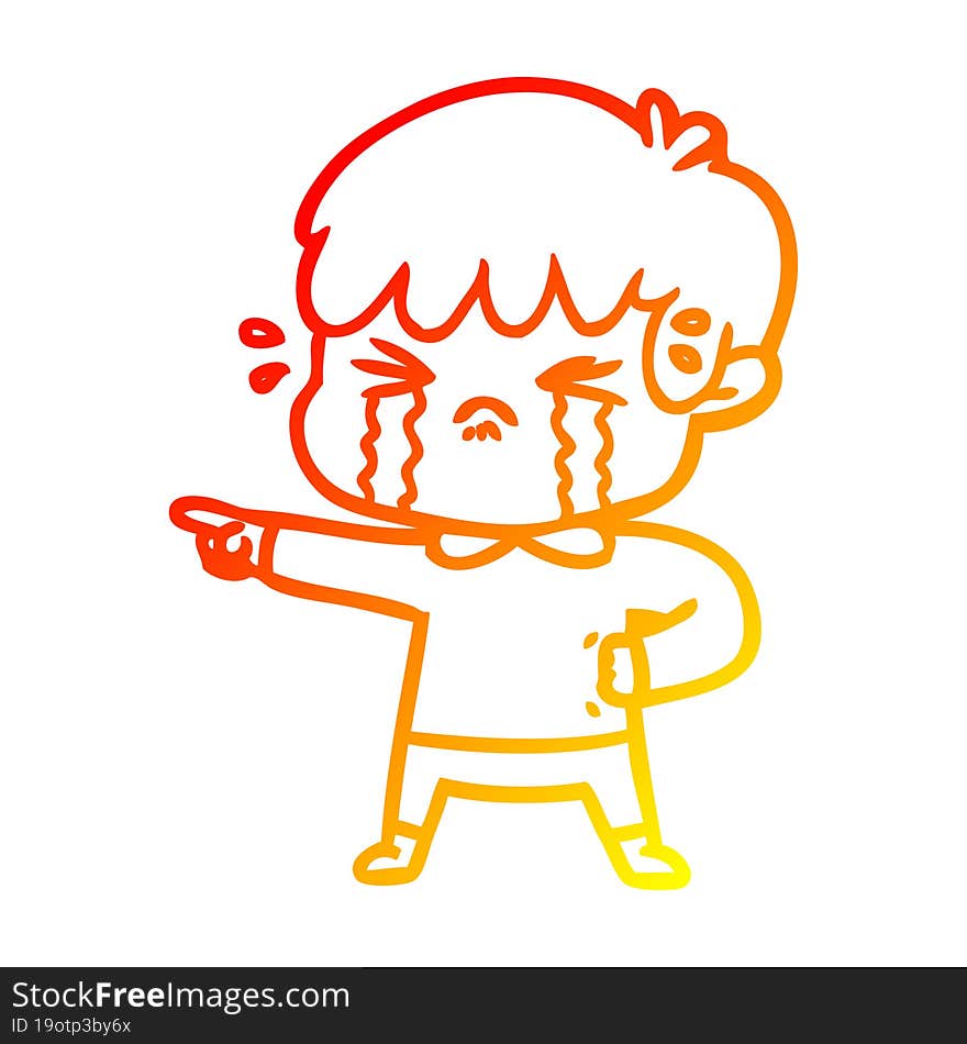 warm gradient line drawing crying boy cartoon