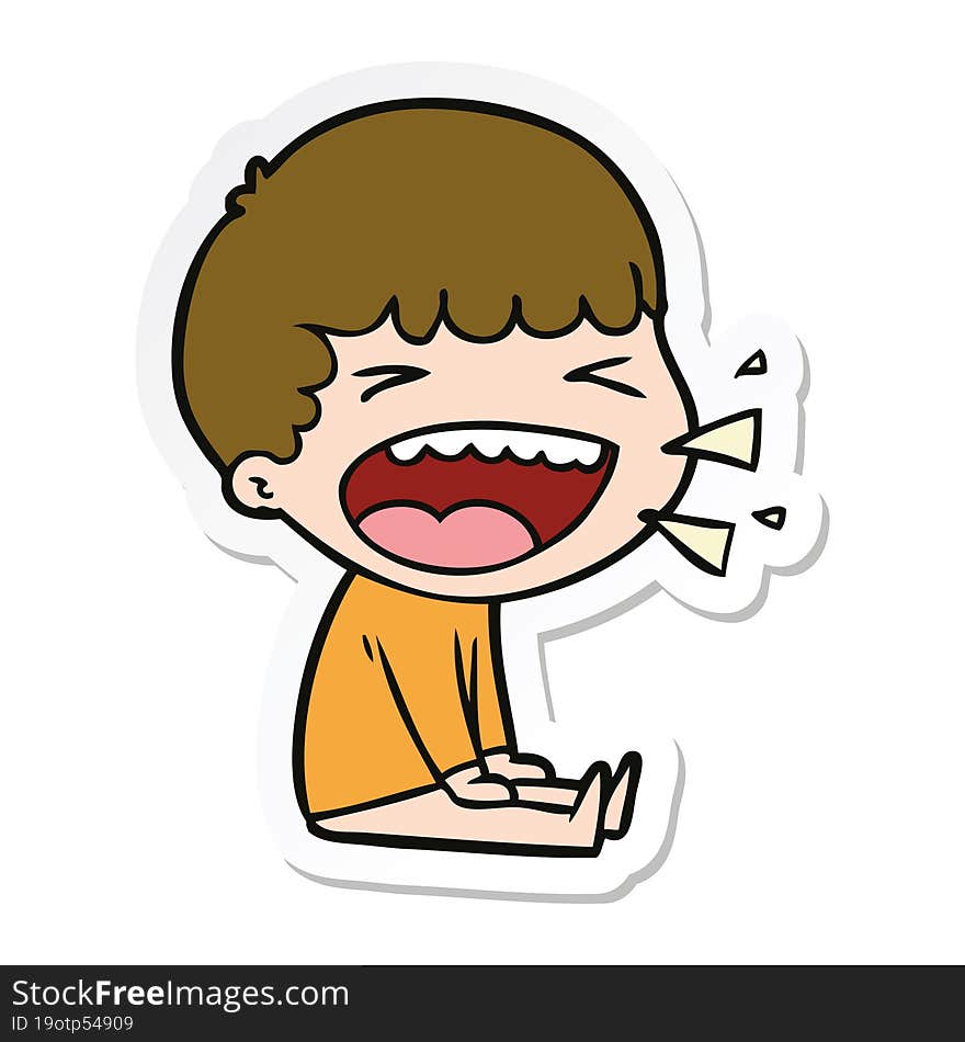 Sticker Of A Cartoon Laughing Man