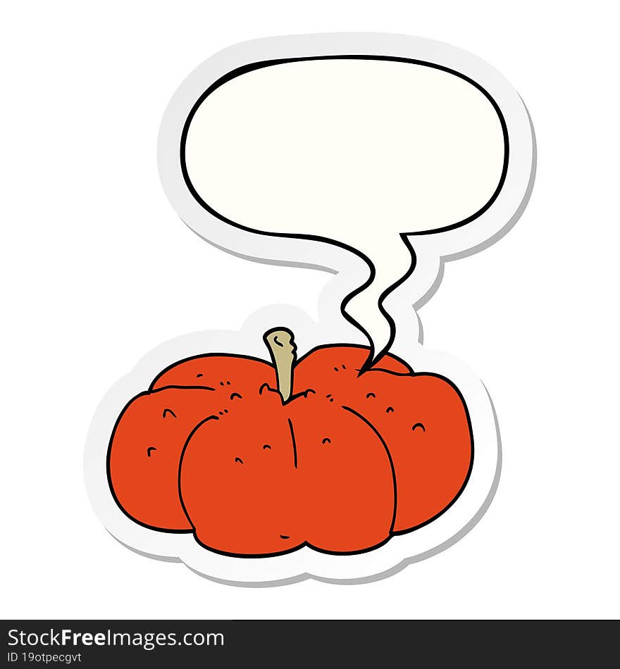 cartoon pumpkin and speech bubble sticker