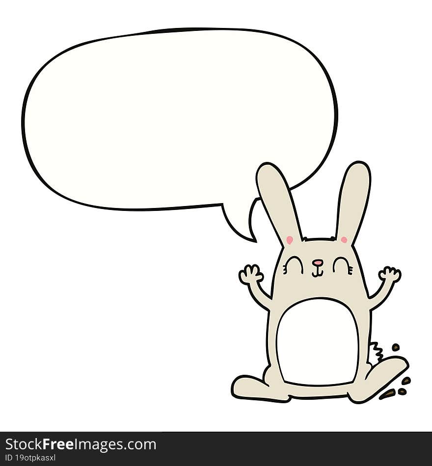 Cartoon Rabbit And Speech Bubble