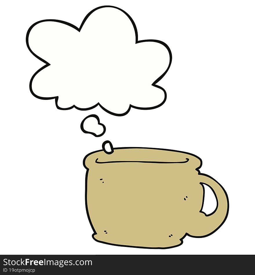 cartoon coffee cup with thought bubble. cartoon coffee cup with thought bubble