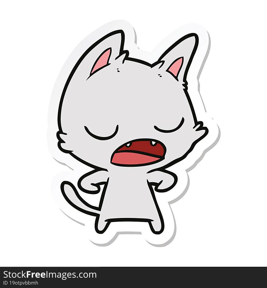 sticker of a talking cat cartoon