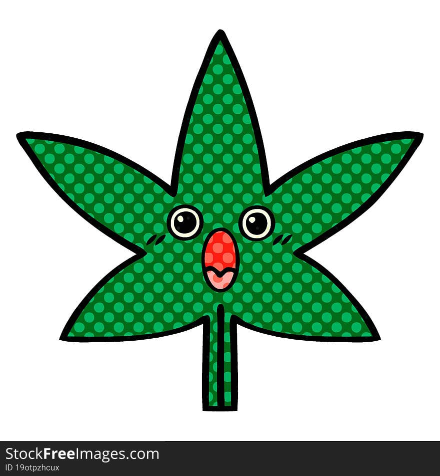 comic book style cartoon marijuana leaf