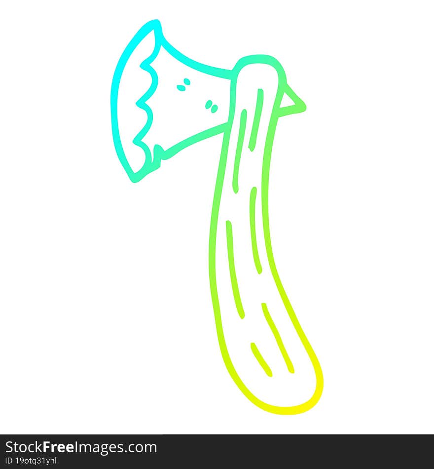 cold gradient line drawing cartoon axe