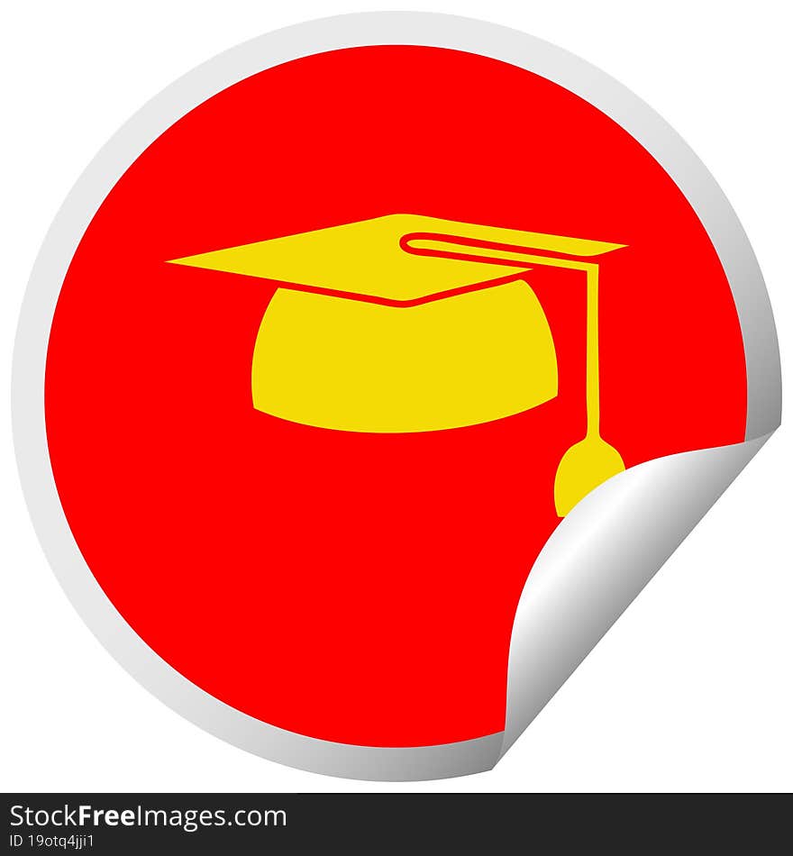 circular peeling sticker cartoon graduation hat