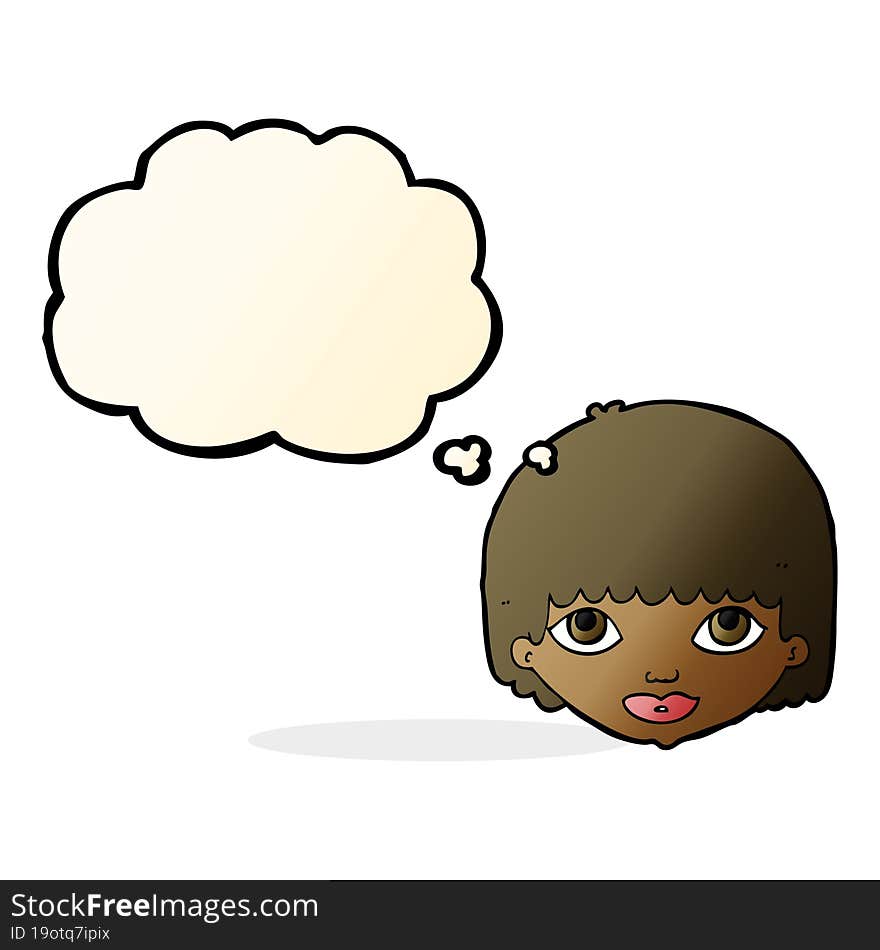 Cartoon Female Face With Thought Bubble