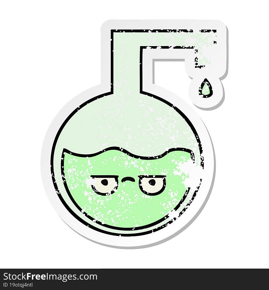 distressed sticker of a cute cartoon science experiment