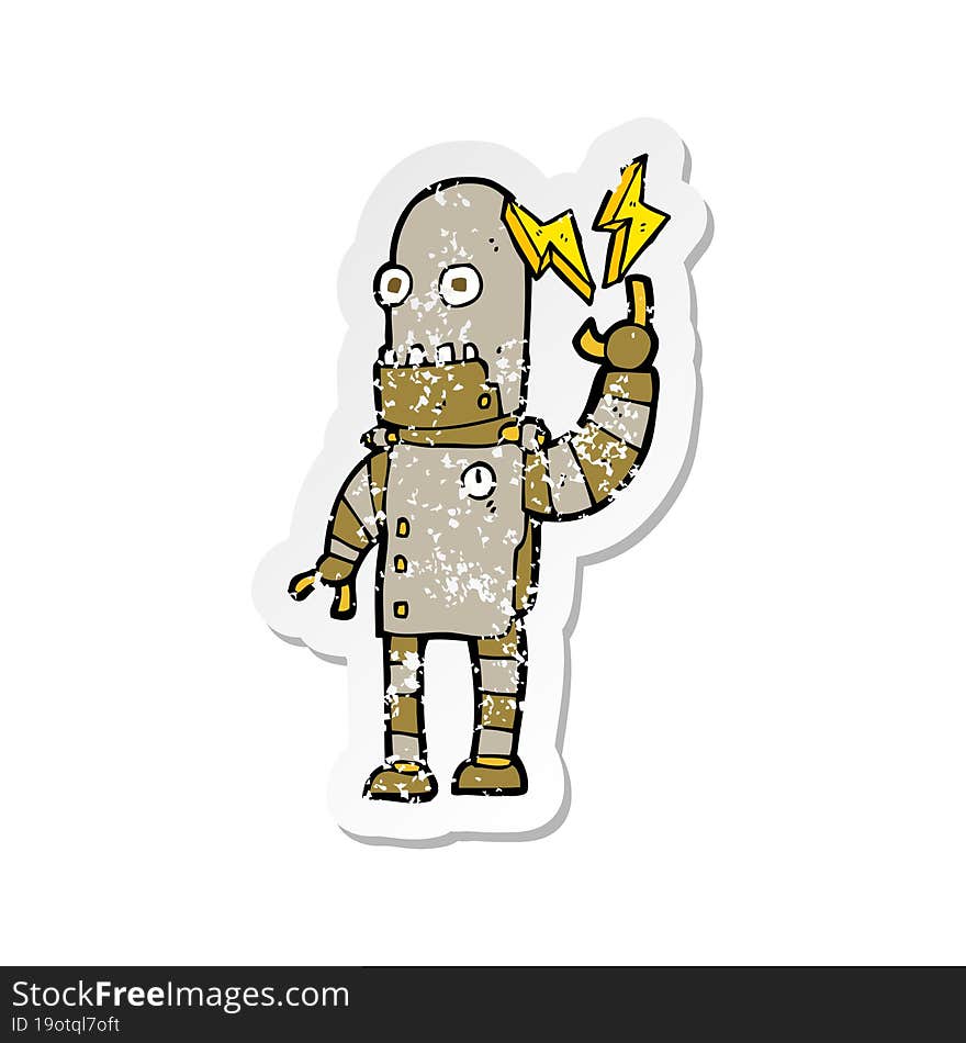 retro distressed sticker of a cartoon old robot