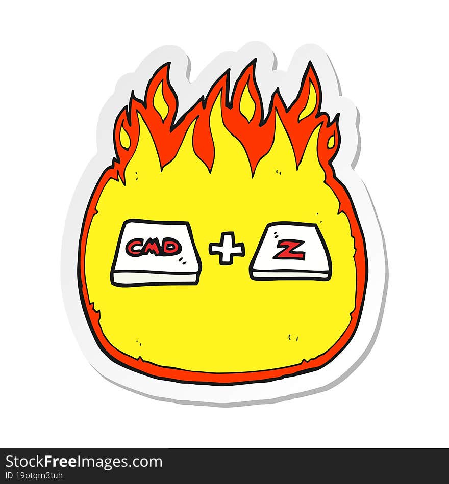 sticker of a cartoon command Z function