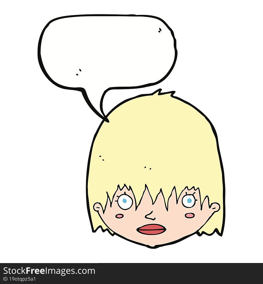 cartoon staring woman with speech bubble