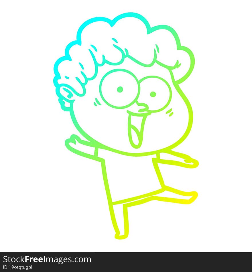 cold gradient line drawing cartoon happy man