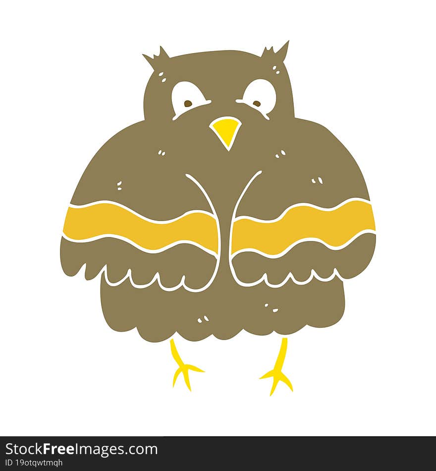 flat color illustration of a cartoon owl