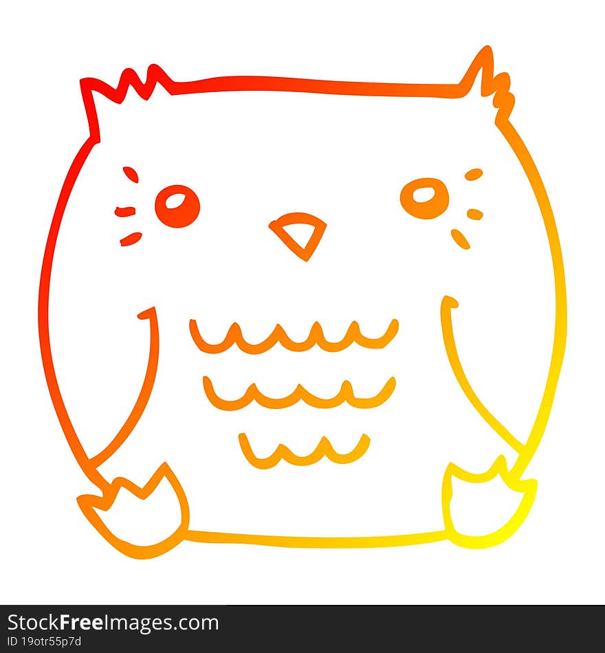 warm gradient line drawing cartoon owl